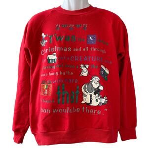 VINTAGE 80s BJ Design Concepts Night Before Christmas Sweatshirt Size M